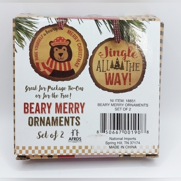 Beary Merry Ornaments Set of 2 - Picture 2 of 5